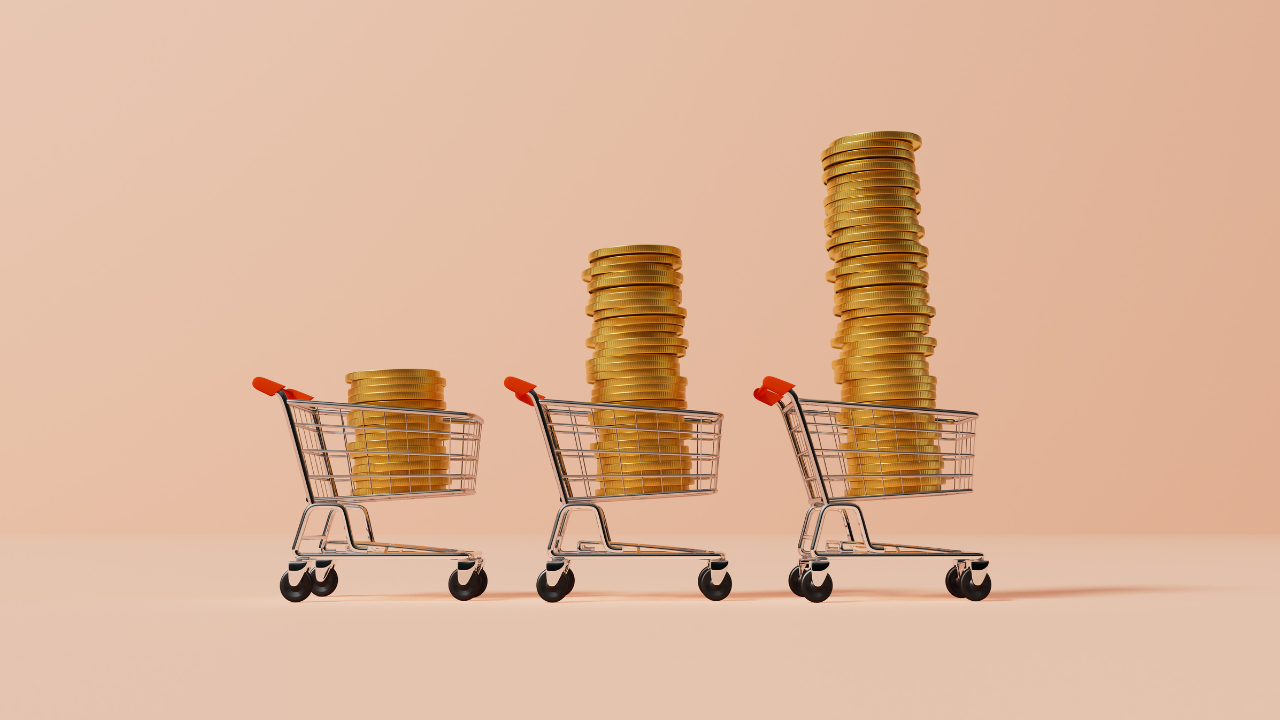 Grocery carts depicting inflation