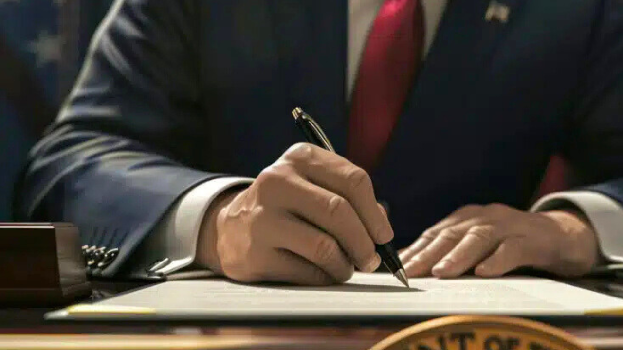 Man signing a piece of paper